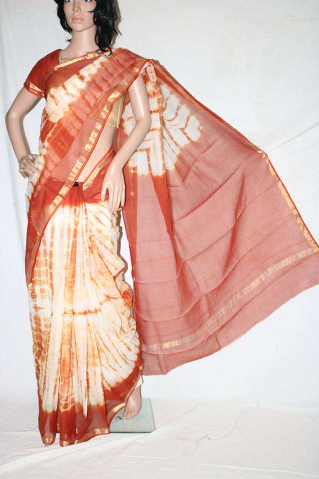 COTTON KOTA WITH SHIBORI DYED SAREE.