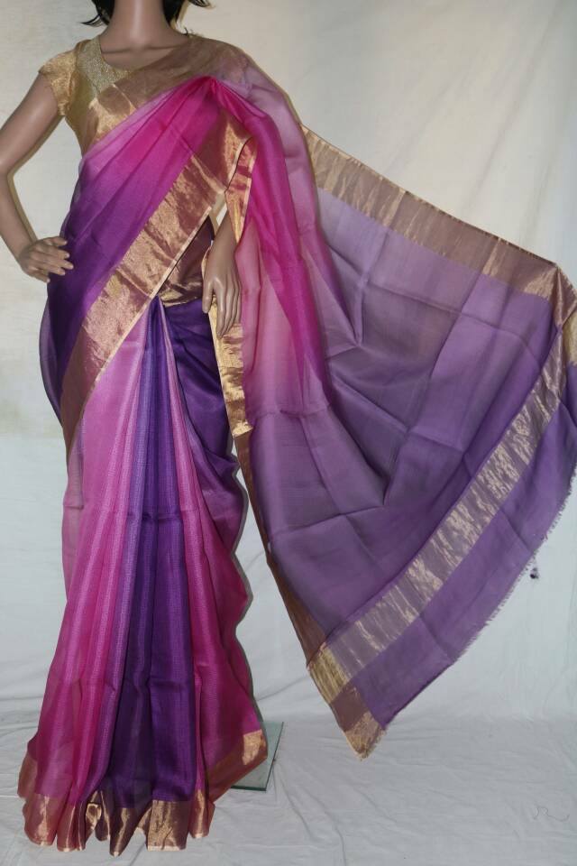 VIOLET & PURPLE SHADED SILK KOTA SAREE.