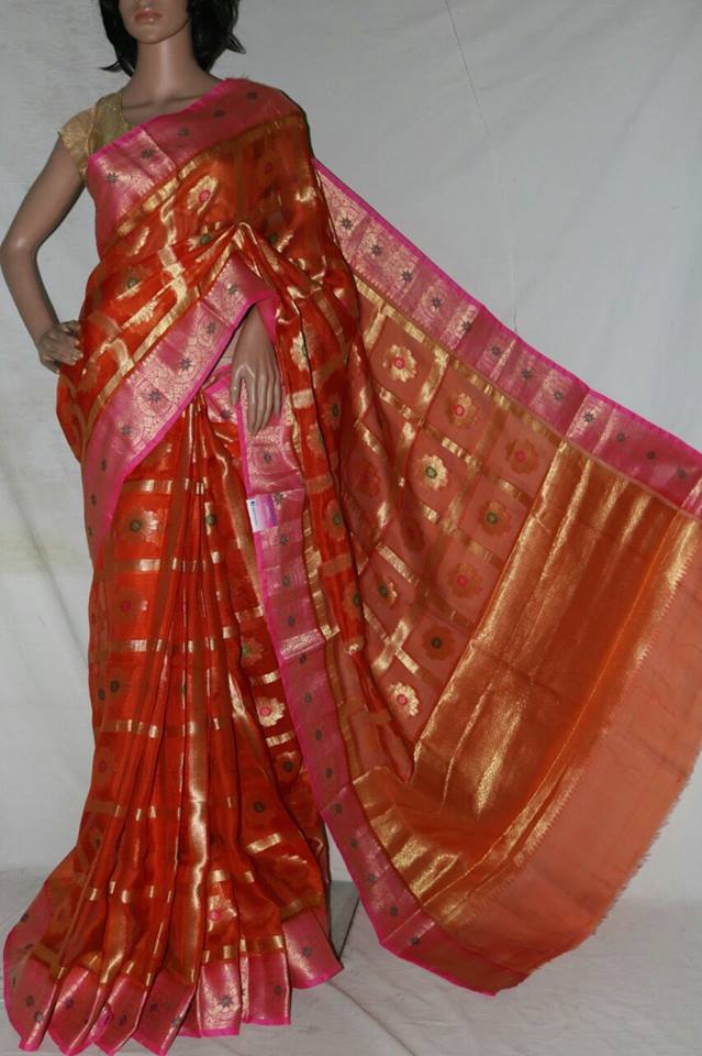 ORANGE PURE SILK KOTA SAREE