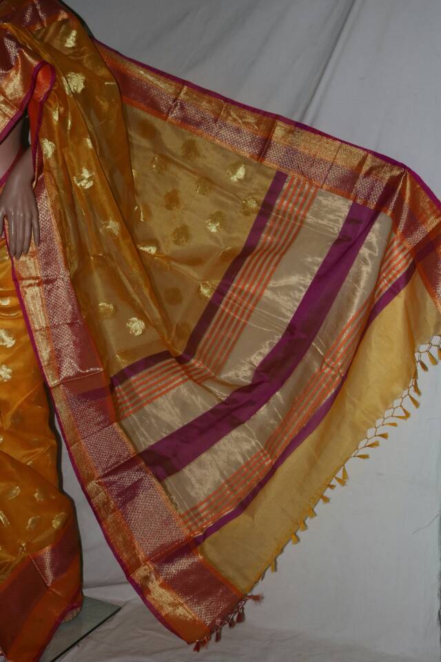 YELLOW TUSSAR KOTA SILK SAREE.