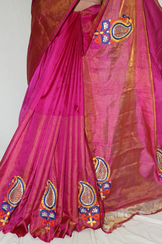 MAZANTHA PINK UPPADA PATTU SAREE WITH MOGGOM WORK