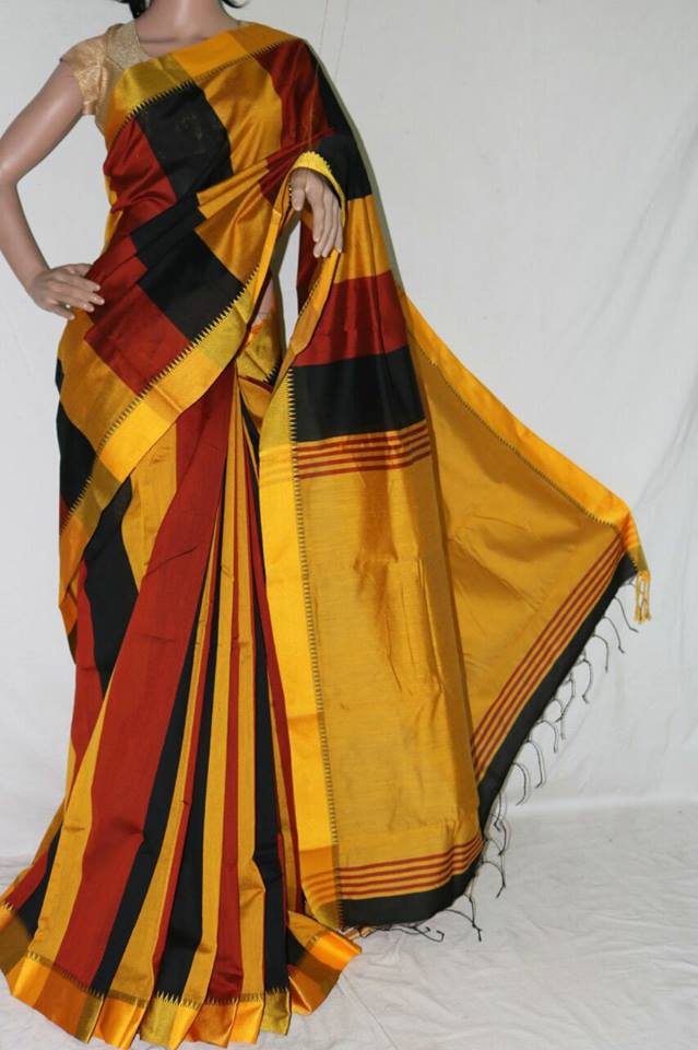 MAROON & BLACK COLOR BAHA SILK SAREE.