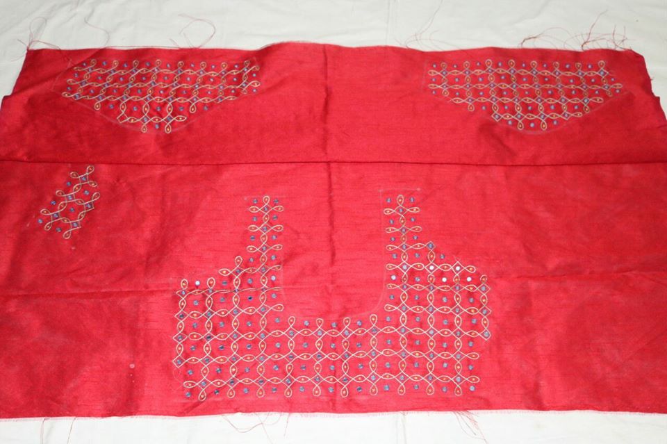 AQUA GREEEN SILK KOTA SAREE WITH MUGGU WORK.