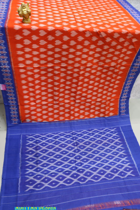 ORANGE POCHAMPALLI IKKAT COTTON SAREE