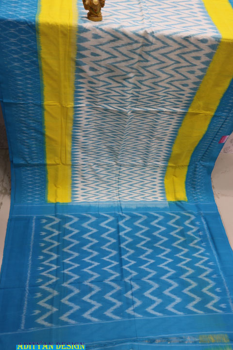 LIGHT BLUE POCHAMPALLI IKKAT COTTON SAREE.