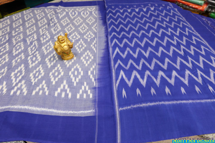 BLUE POCHSAMPALLI IKKAT COTTON SAREE.