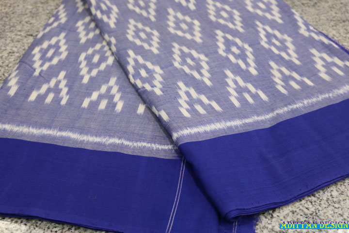 BLUE POCHSAMPALLI IKKAT COTTON SAREE.