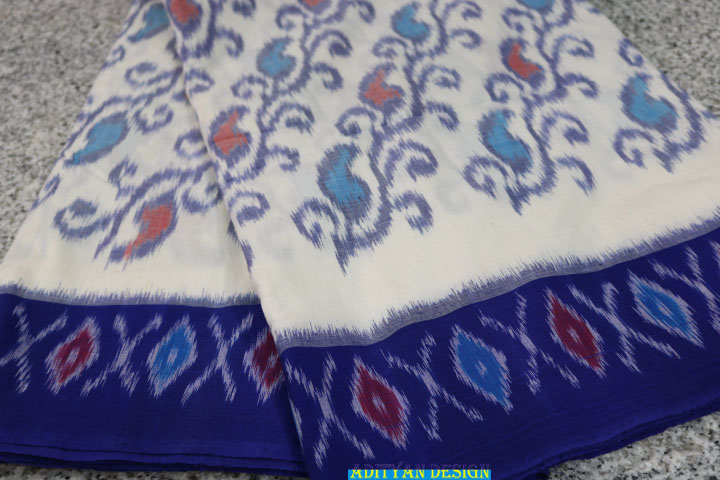 BLUE COLOR POCHAMPALLI IKKAT COTTON SAREE.