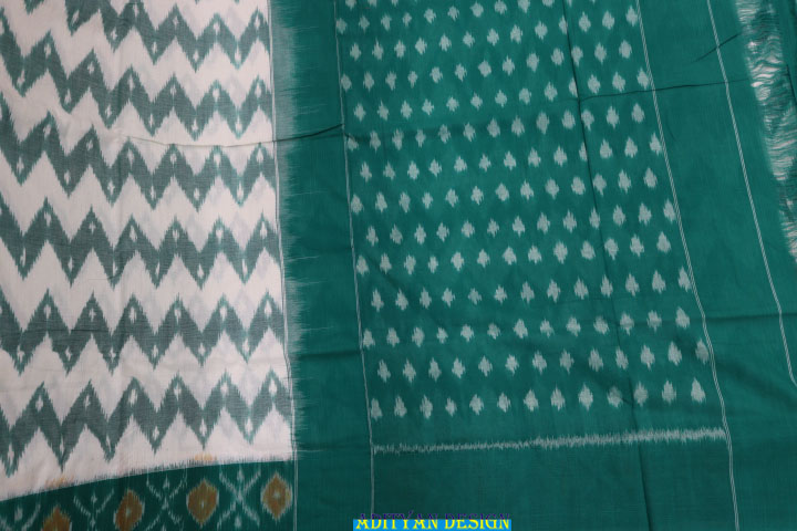 RAMA GREEN POCHAMPALLI IKKAT COTTON SAREE.