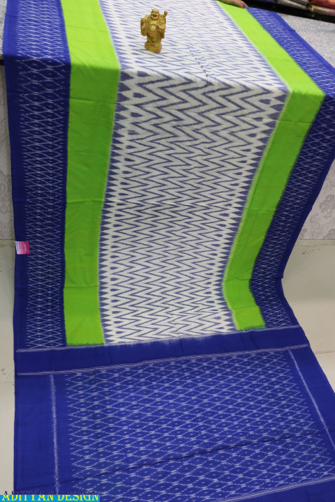 OFF WHITE POCHAM PALLI COTTON IKKAT SAREE.