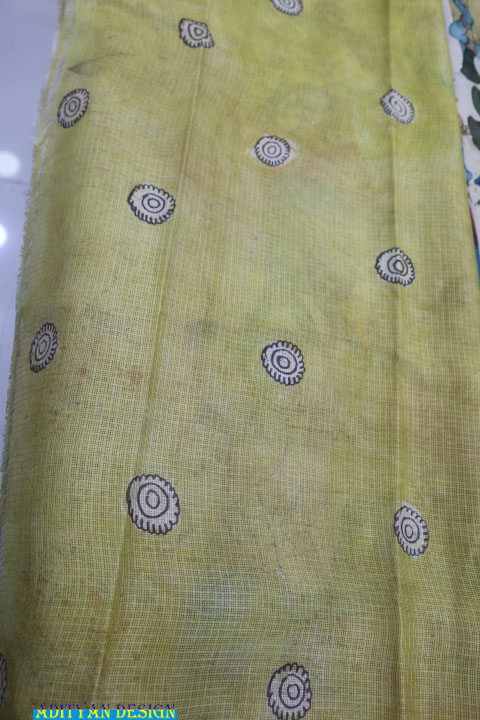 TUSSAR COLOR PURE SILK KOTA WITH PEN KALAMAKRI SAREE.