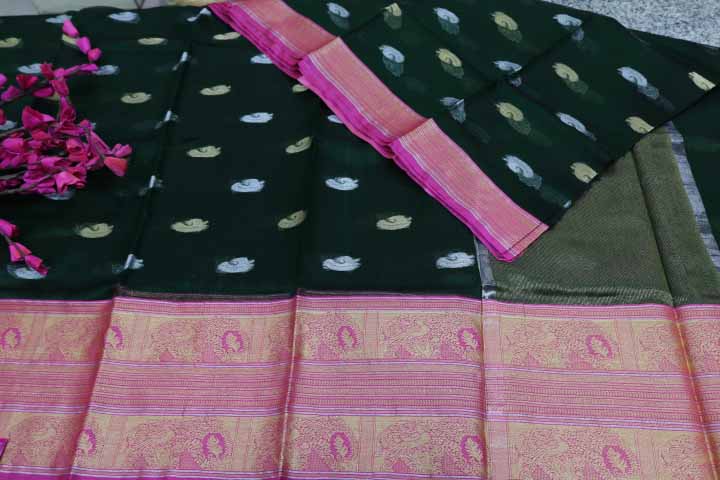 GREEN COLOUR PURE SILK KOTA SAREE.