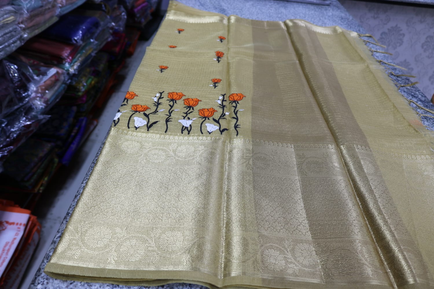 TISSUE KOTA  FANCY SAREE.