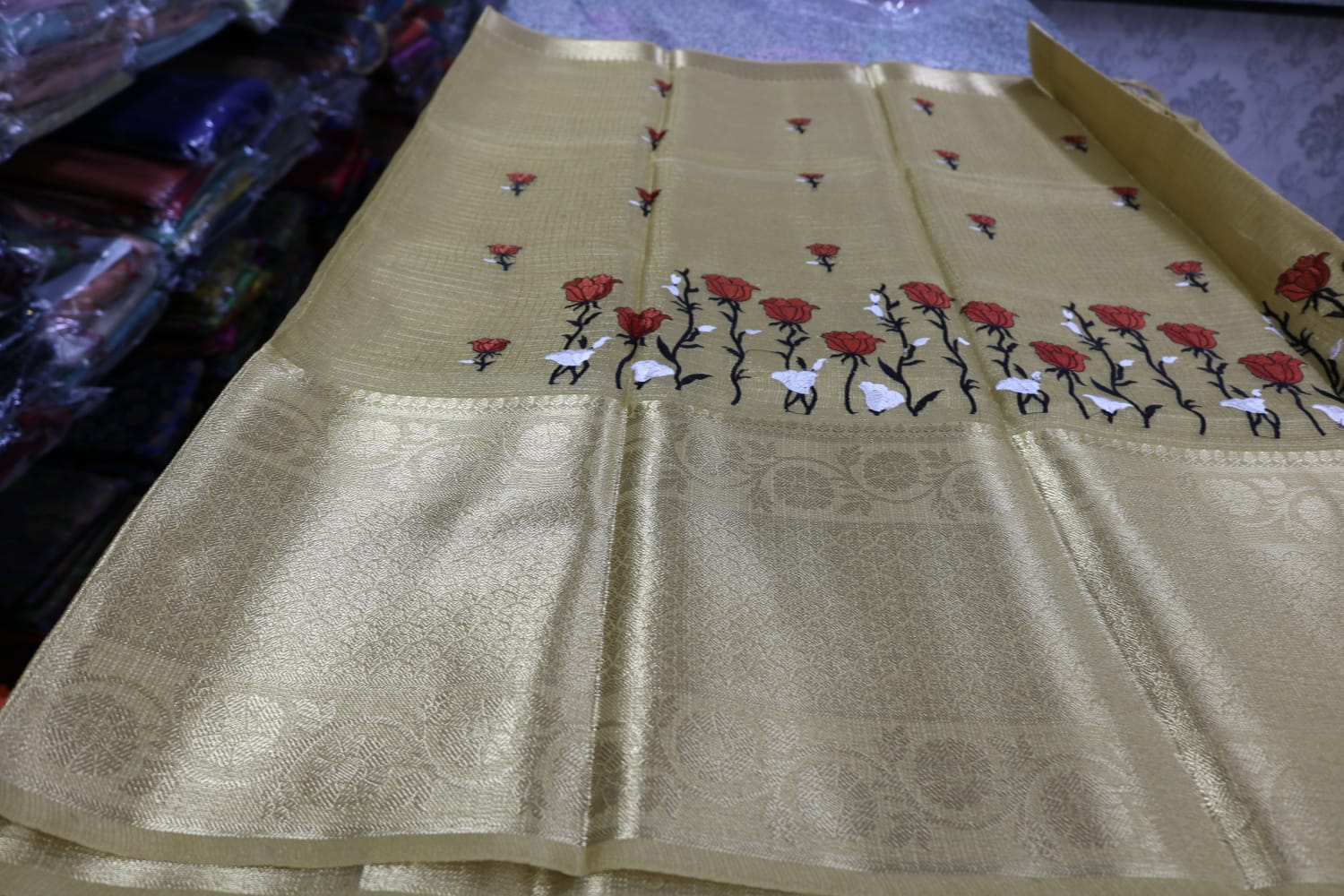 TISSUE KOTA  FANCY SAREE.