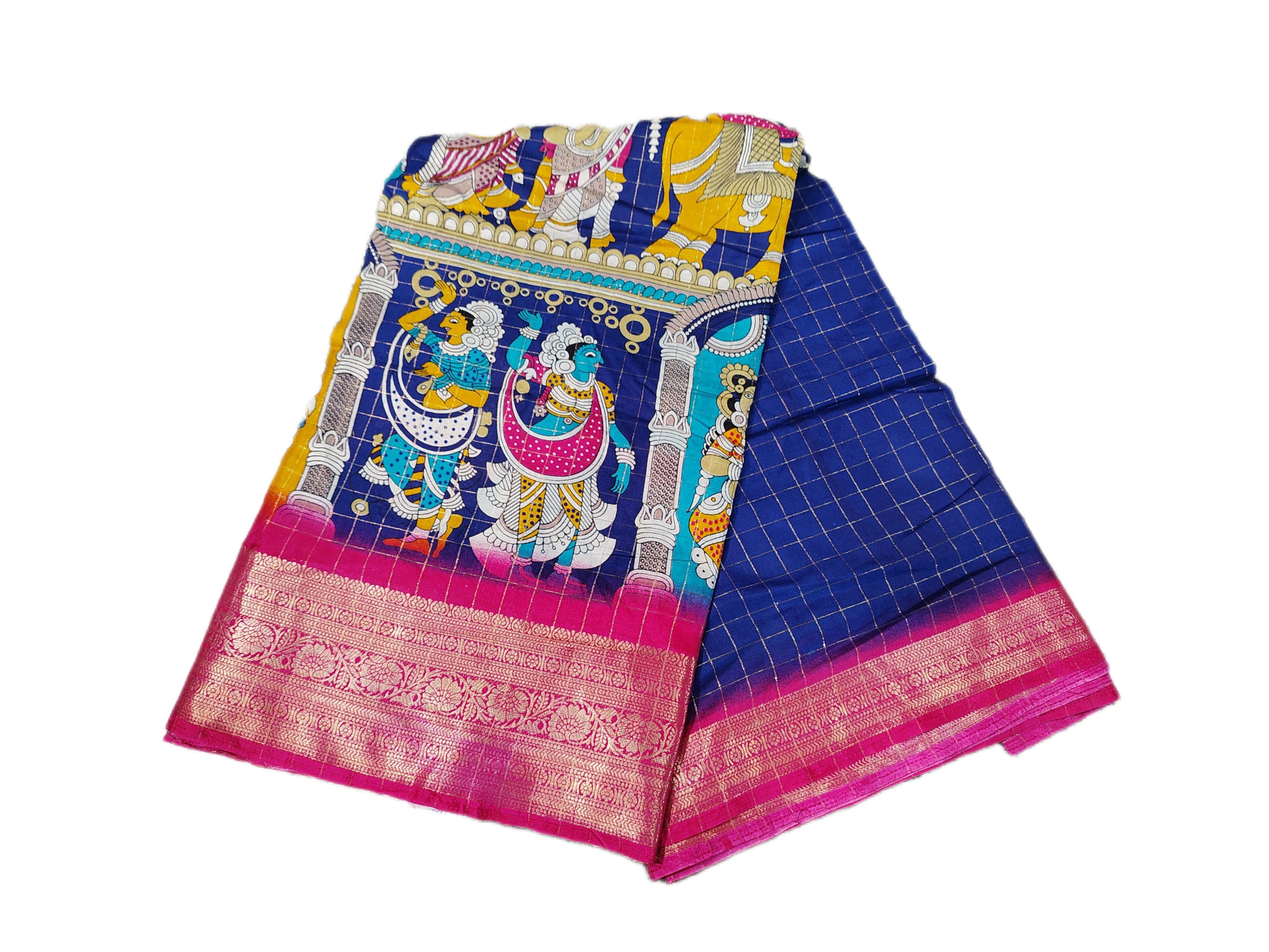 pure silk kalamkari printeed saree