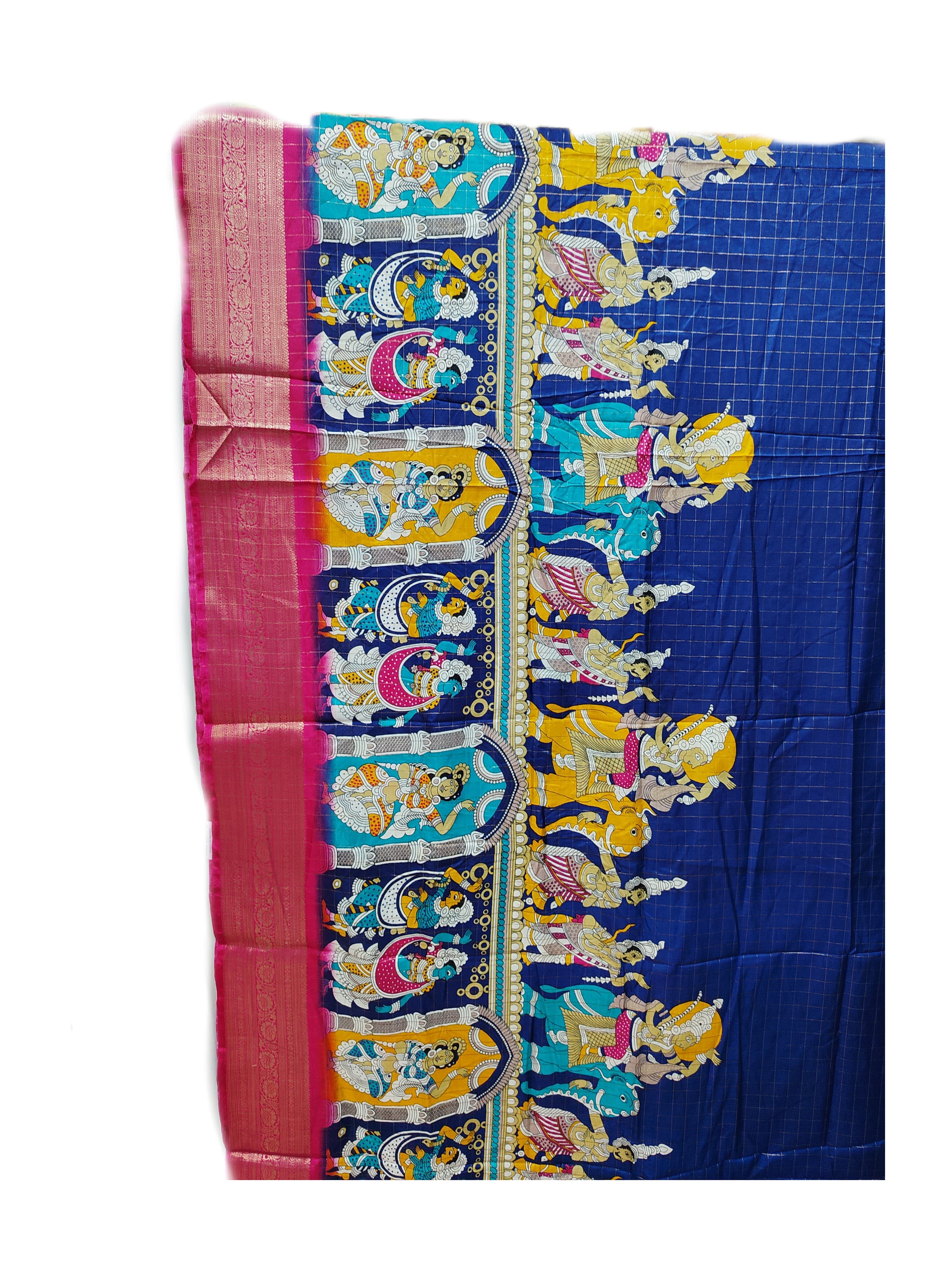 pure silk kalamkari printeed saree