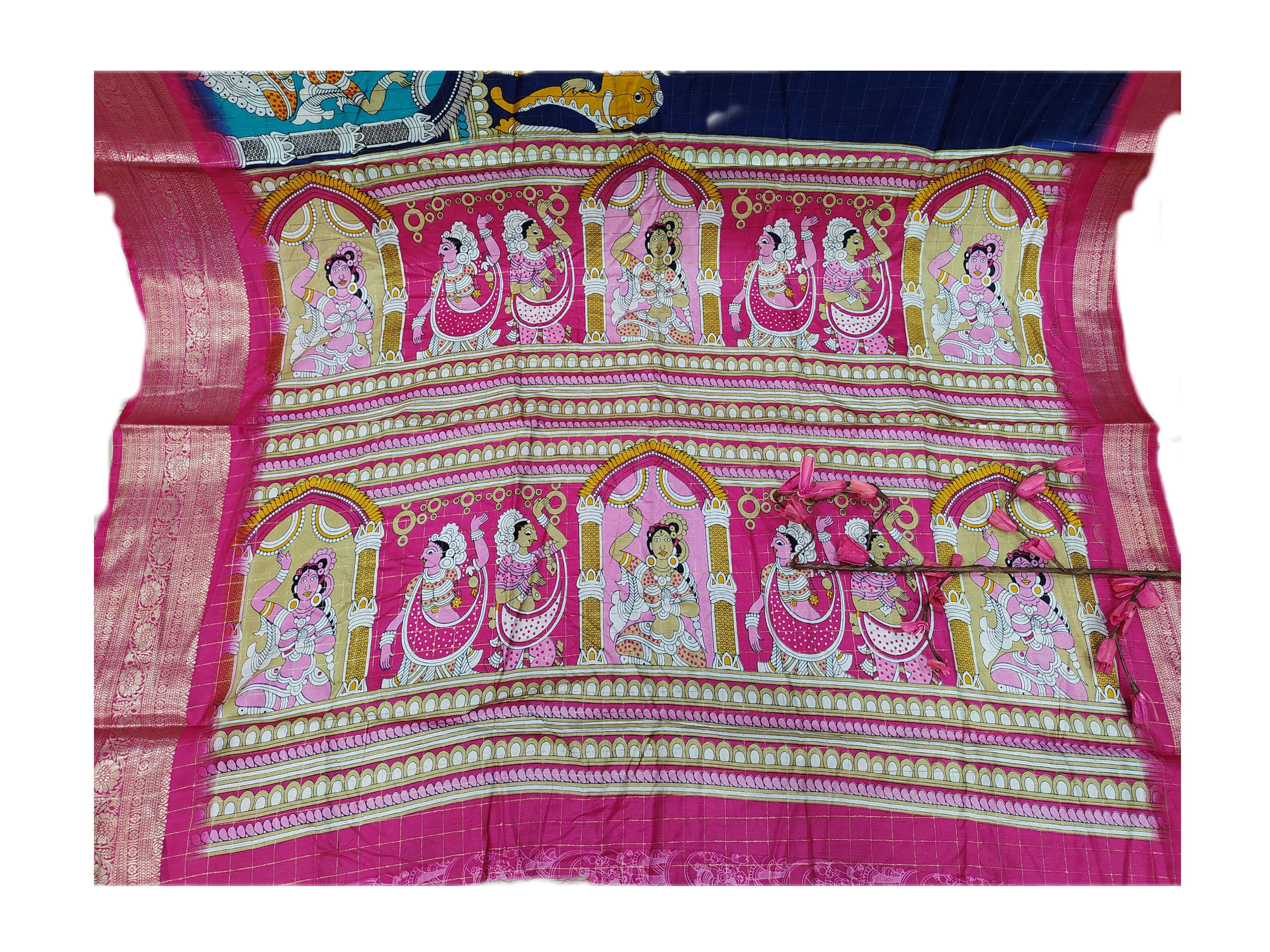 pure silk kalamkari printeed saree