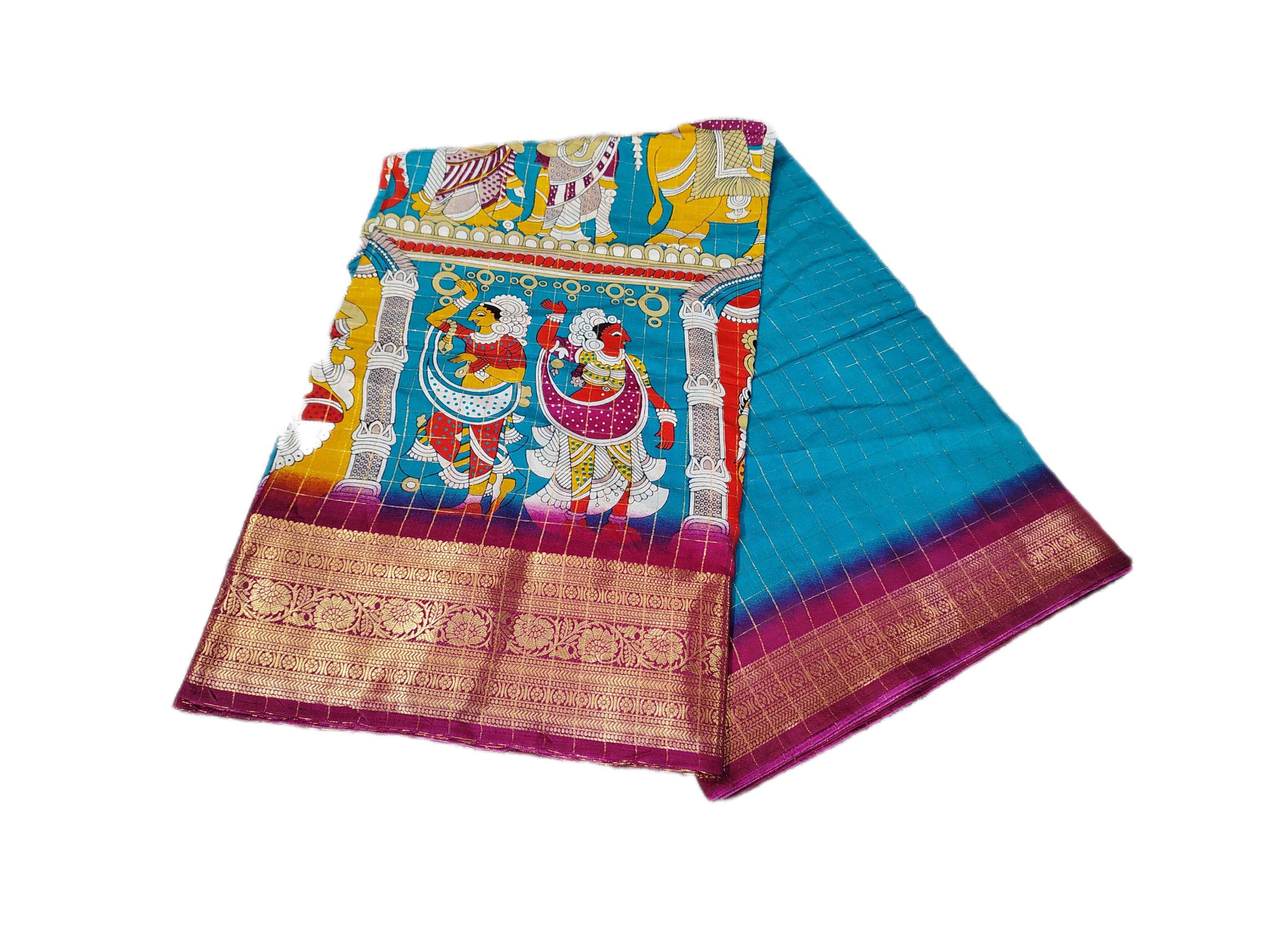 pure silk kalamkari printed saree