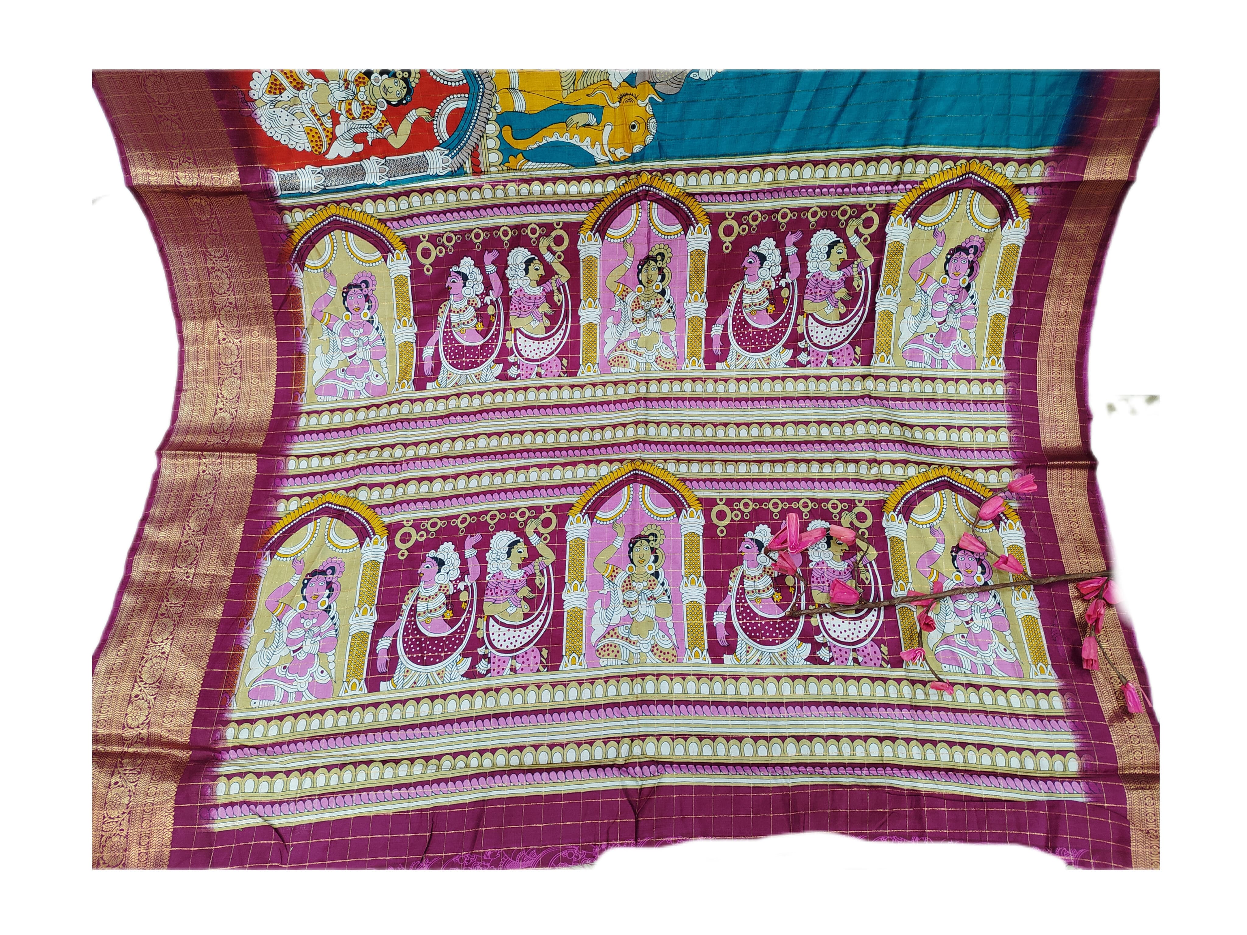 pure silk kalamkari printed saree